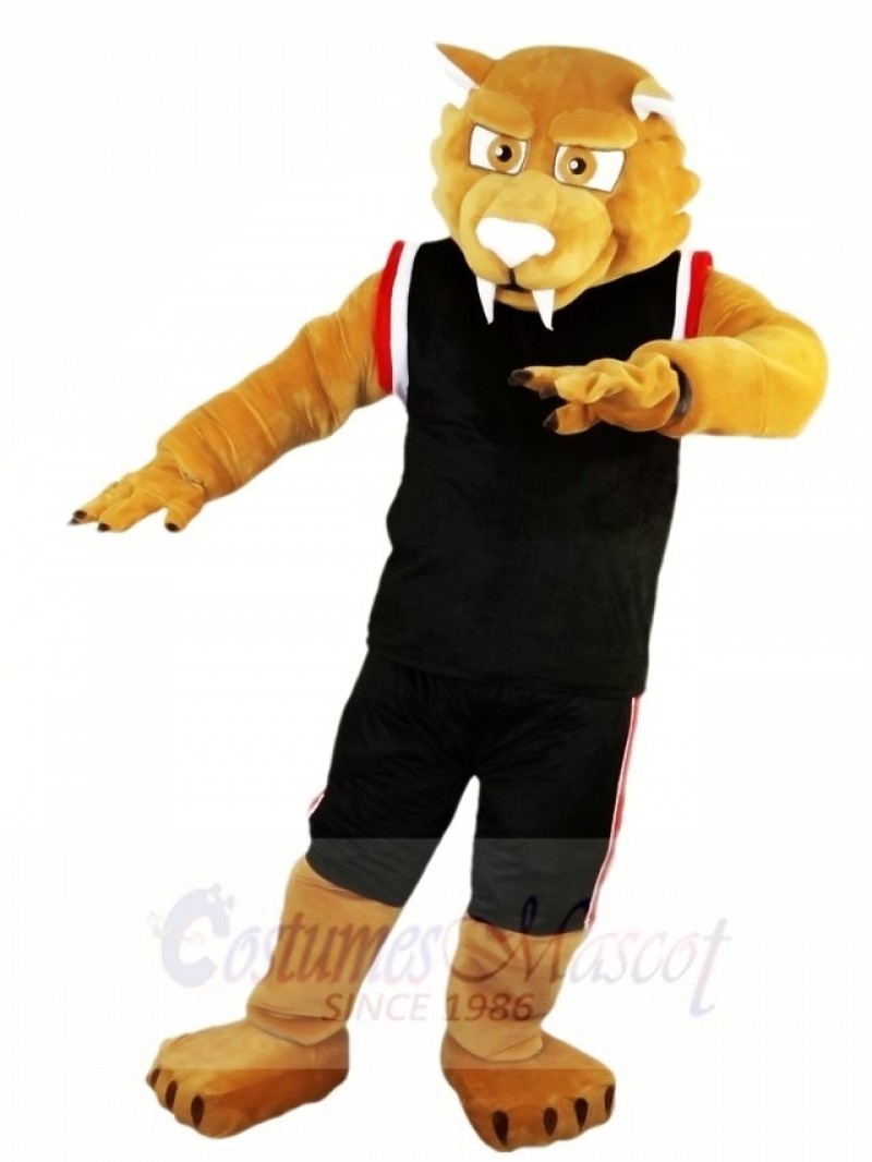 Black Sports Suit Muscle Cougar Mascot Costumes Animal