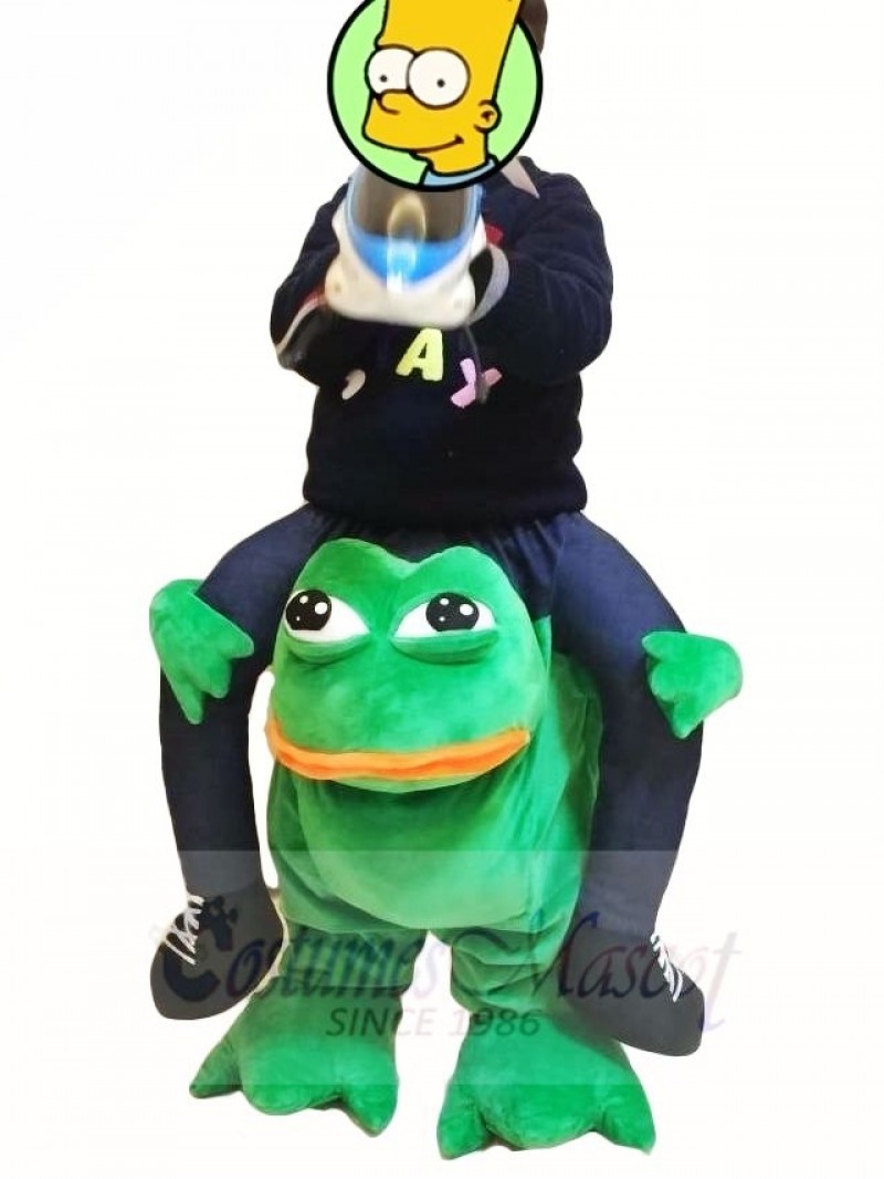 For Children/ Kids Piggyback Carry Me Ride on Crazy Green Frog Mascot Costumes