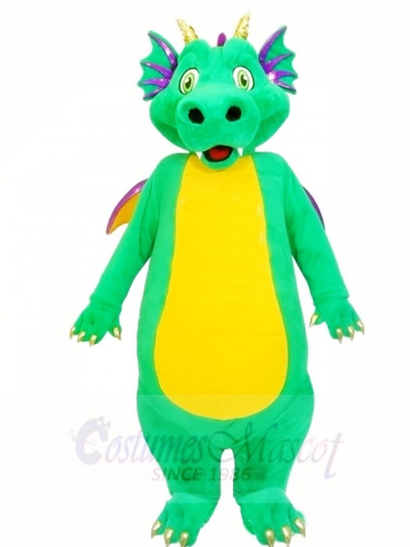 Green Dragon with Yellow Belly Mascot Costumes