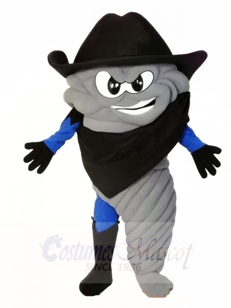 Tornado Disaster with Black Cowboy Hat Mascot Costumes 