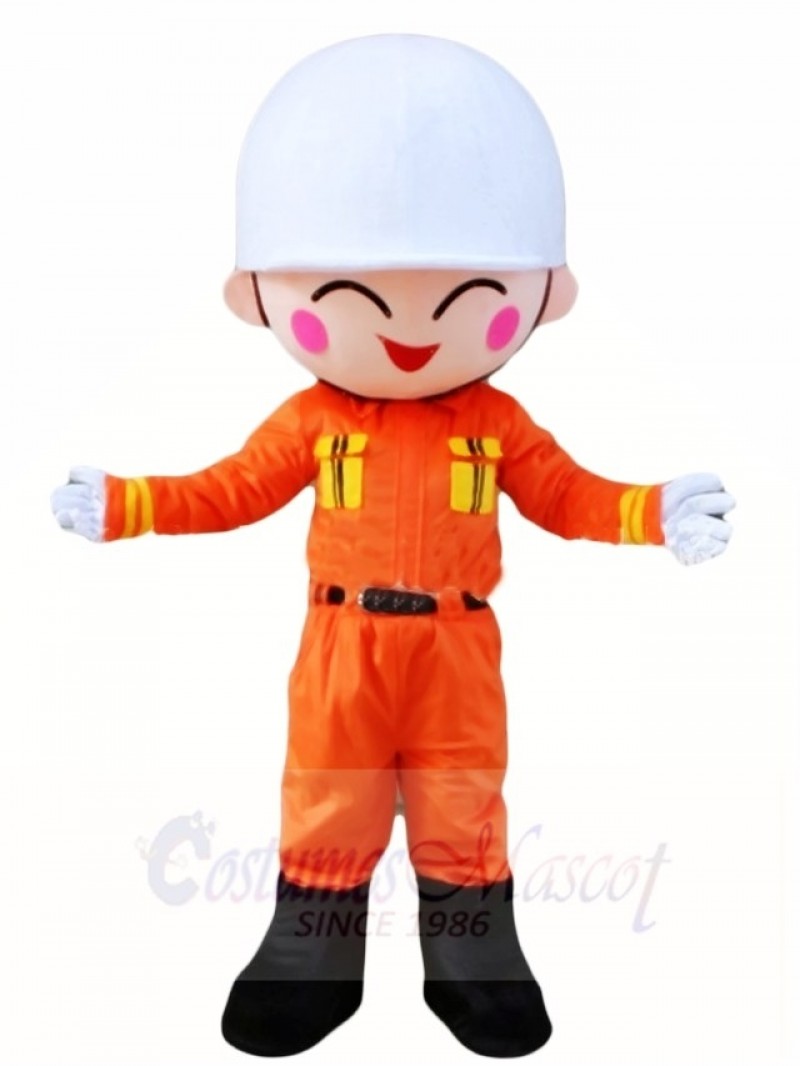 Fireman Firefighter In Orange Suit Mascot Costumes People