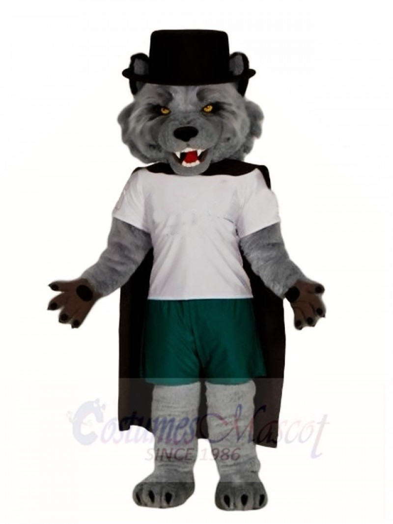 Grey Wolf with Black Cloak Mascot Costumes Animal