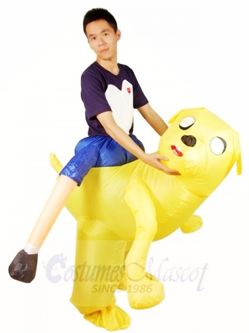 Ride on Jake the Yellow Dog Adventure Time Inflatable Halloween Xmas Costumes for Adults