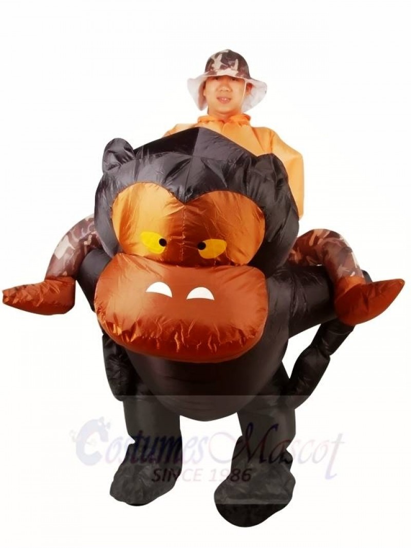 Ride on Gorilla Monkey Orangutan Gibbon Chimp Inflatable Halloween Xmas Costumes for Adults