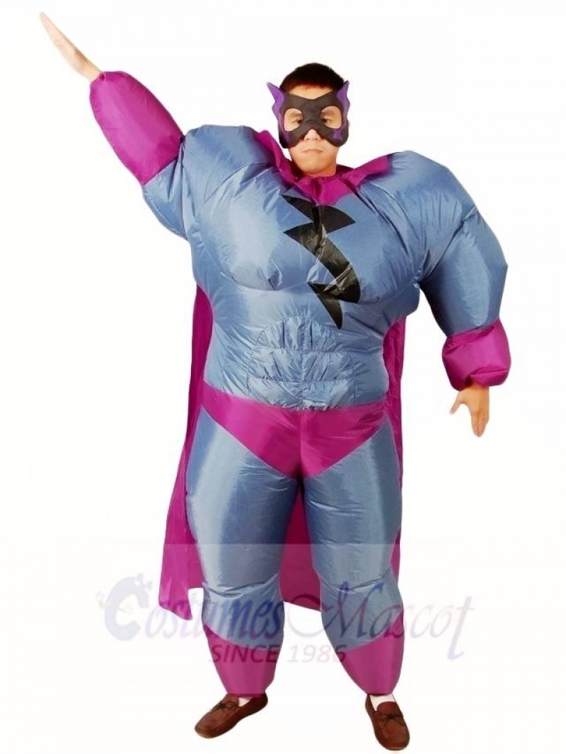 Fat Superman Grey Superhero Inflatable Halloween Xmas Costumes for Adults