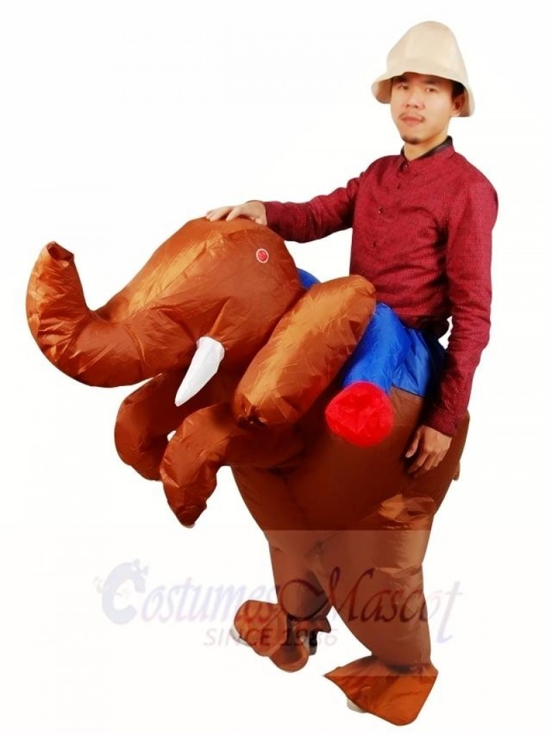 Ride on Brown Elephant Inflatable Halloween Xmas Costumes for Adults