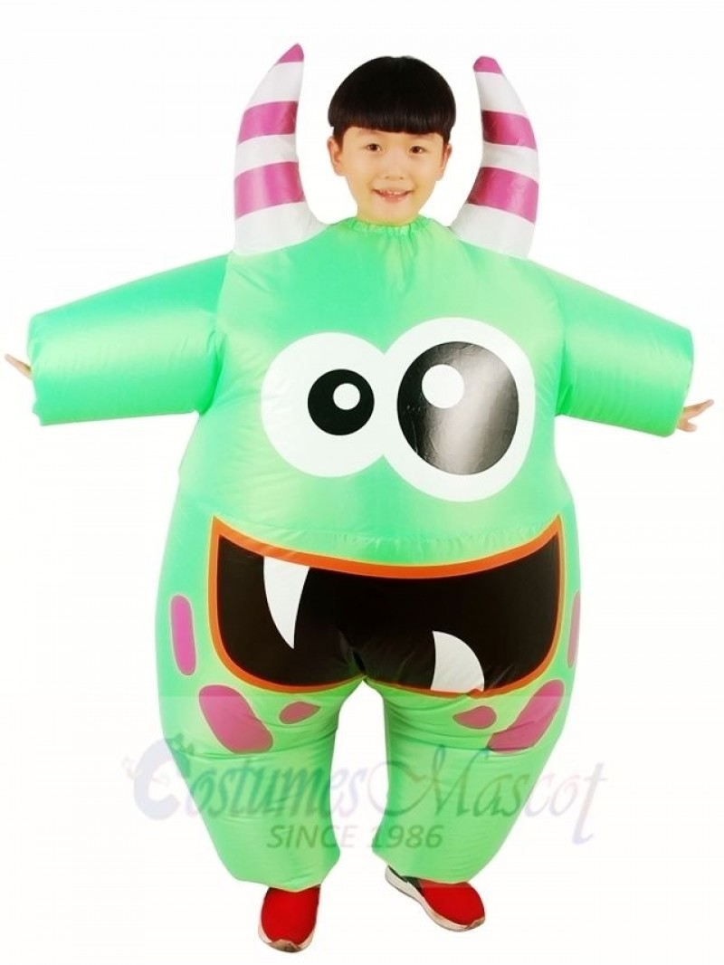 Big Mouth Green Monster Inflatable Halloween Xmas Costumes for Kids