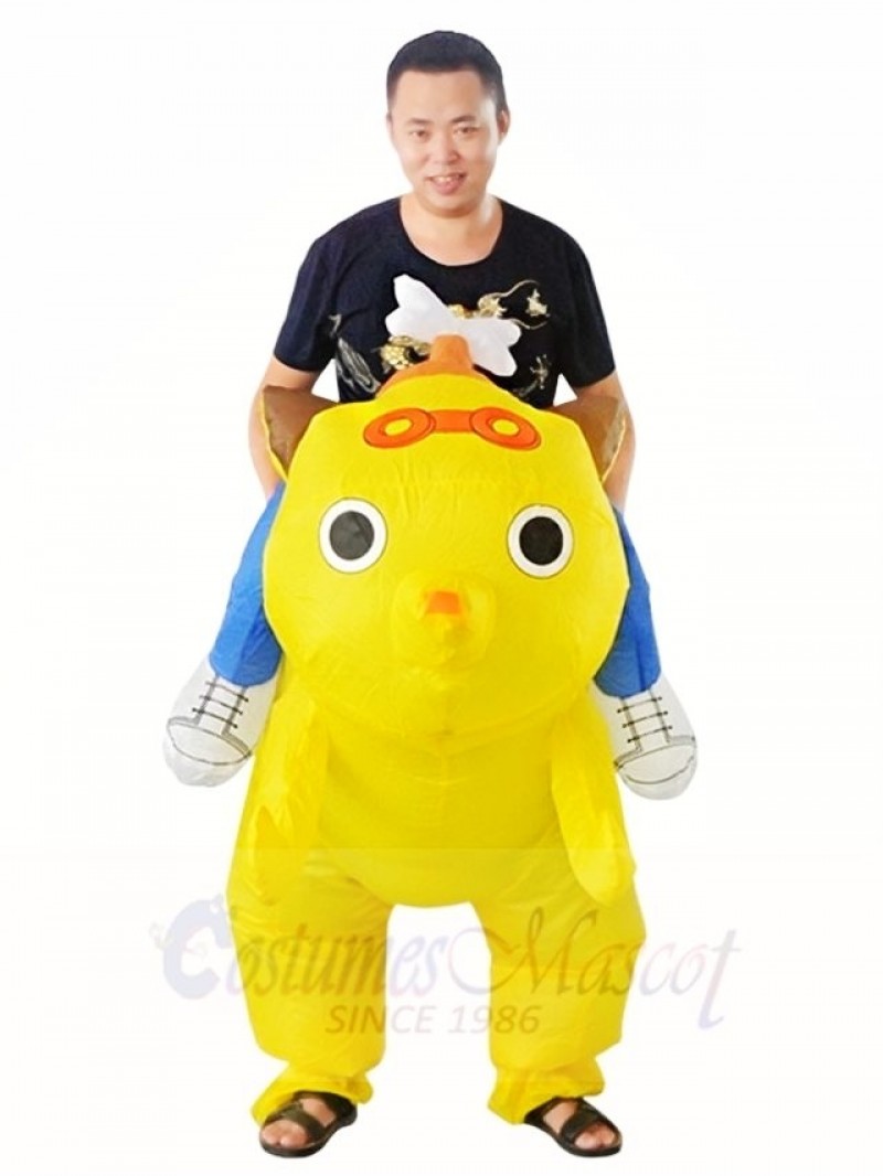 Yellow Dog Carry me Ride on Inflatable Halloween Xmas Costumes for Adults