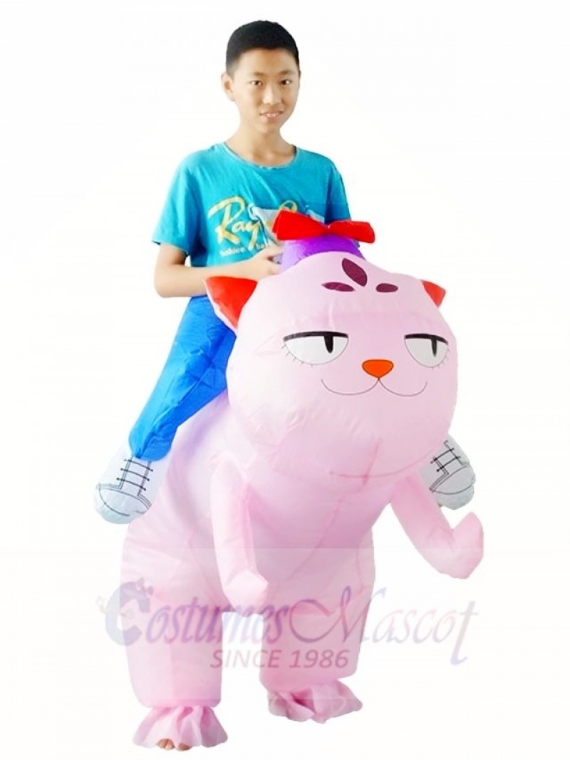 Pink Cat Carry me Ride on Inflatable Halloween Xmas Costumes for Adults