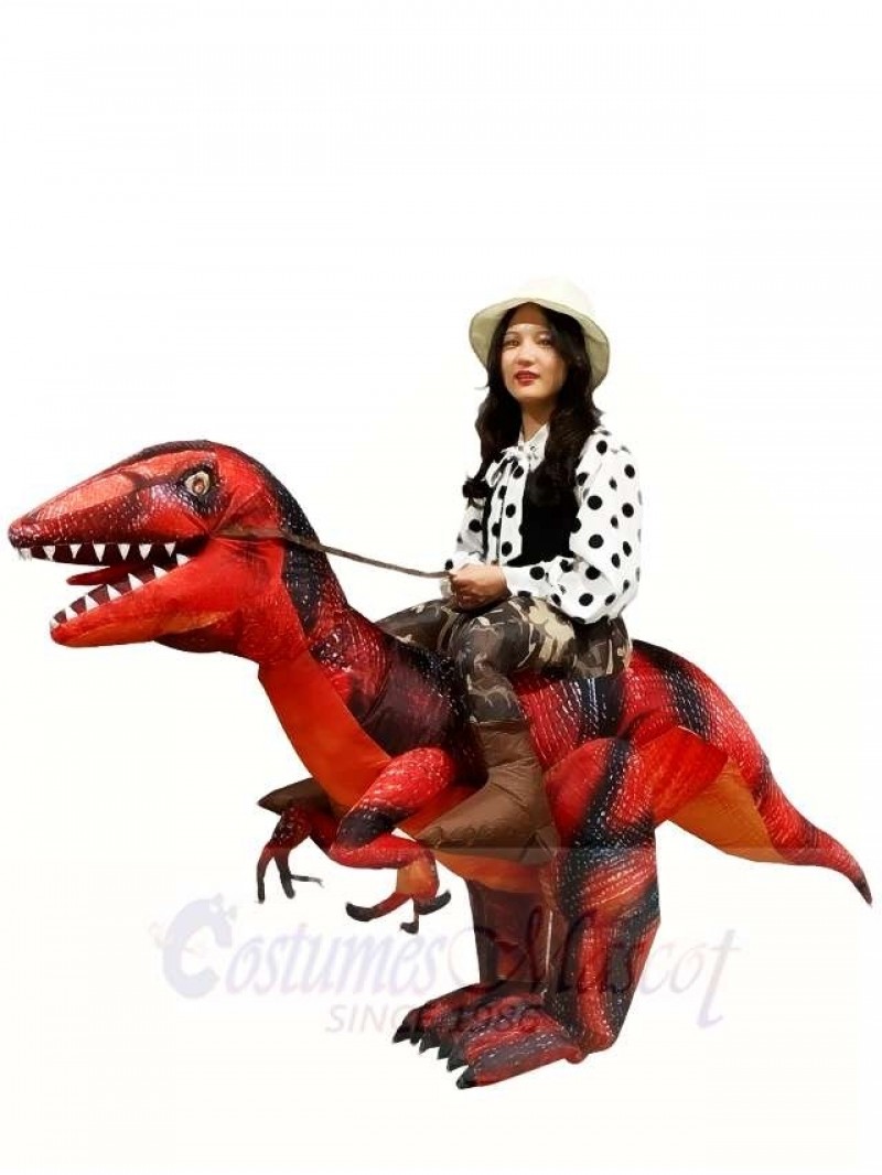 Velociraptor Dinosaur Carry Me Ride On T-Rex Inflatable Halloween Costumes for Adults