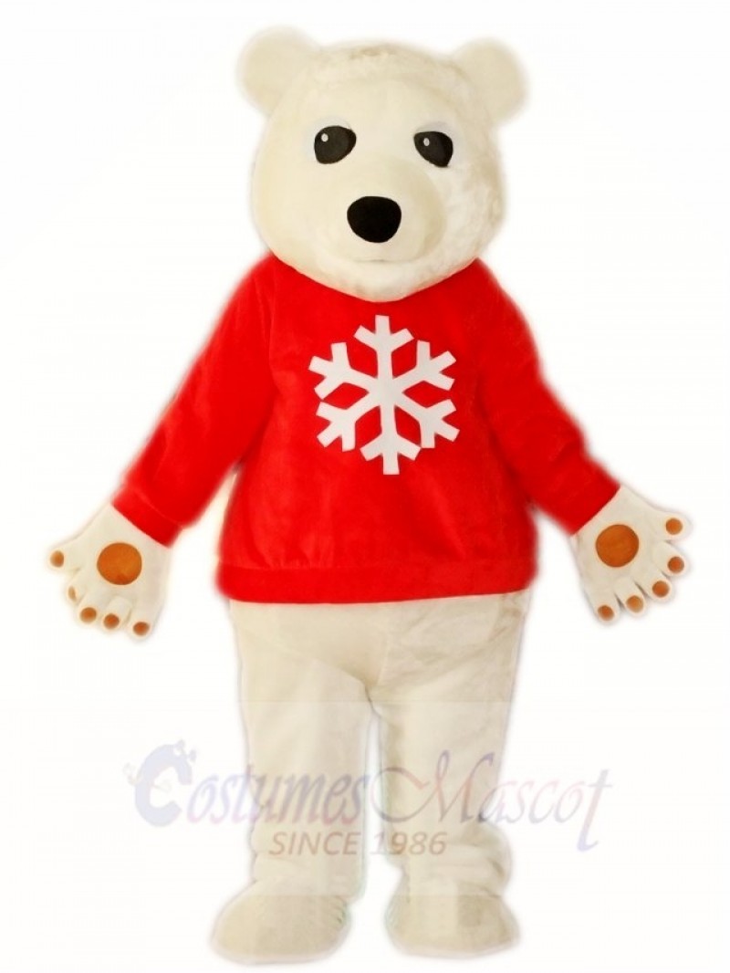 Red Shirt White Polar Bear Mascot Costumes Animal