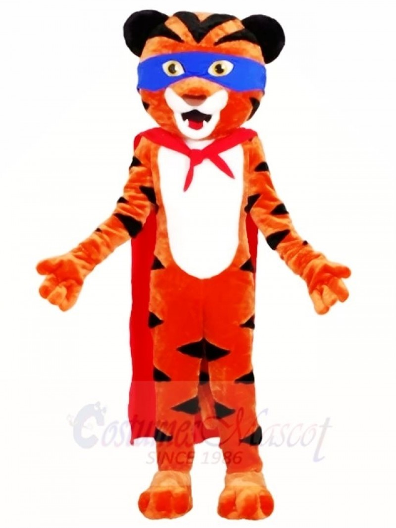 Superhero Tiger with Red Cloak Mascot Costumes Animal
