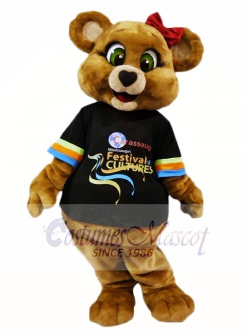 Green Eyes Brown Female Bear Mascot Costumes 