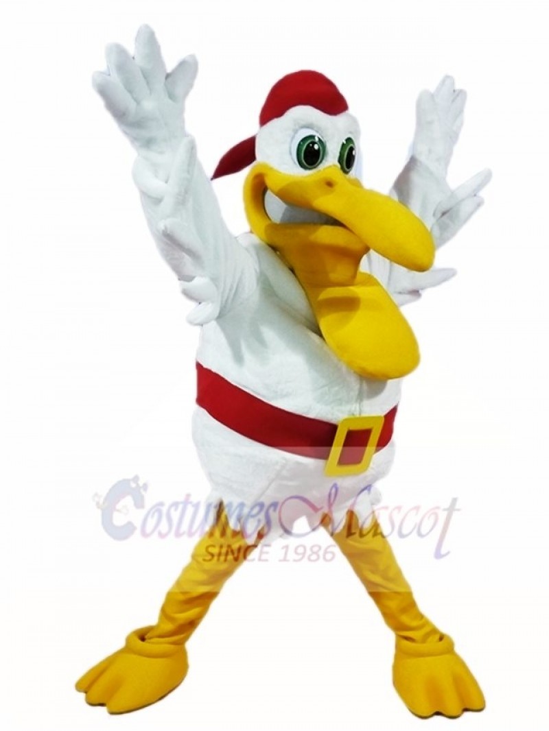 White Pelican Bird with Red Hood Mascot Costumes Animal