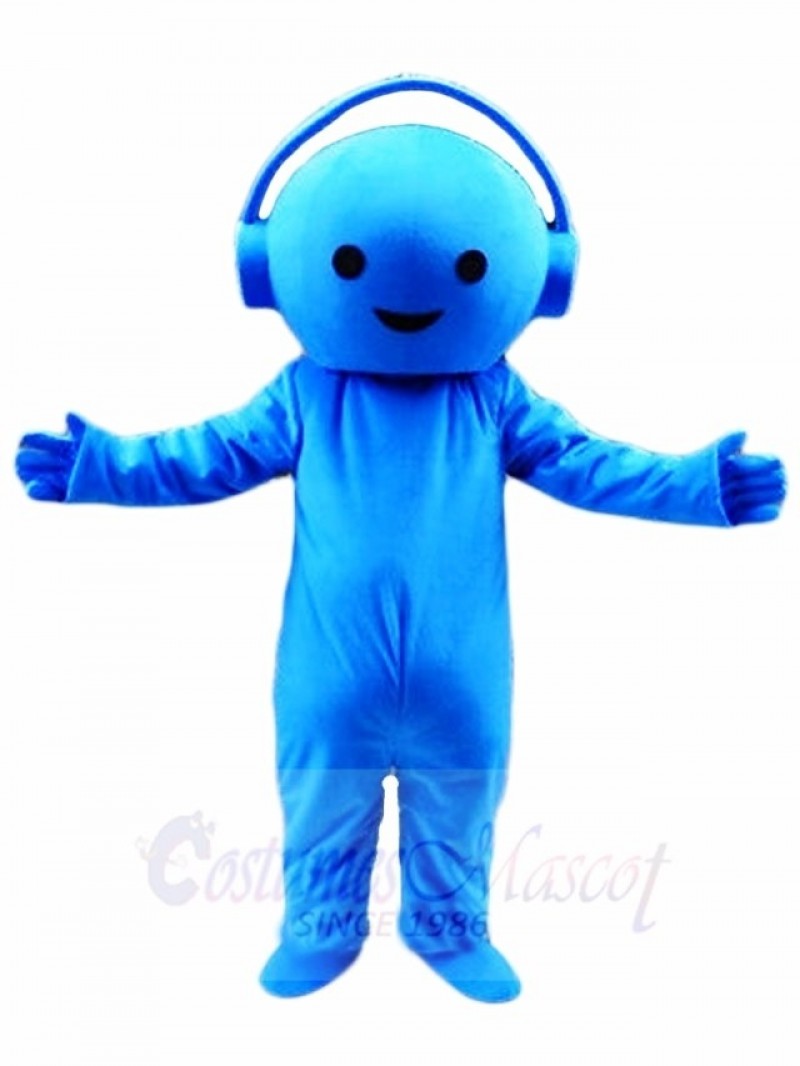 Blue Music DJ Boy with Headset Mascot Costumes People