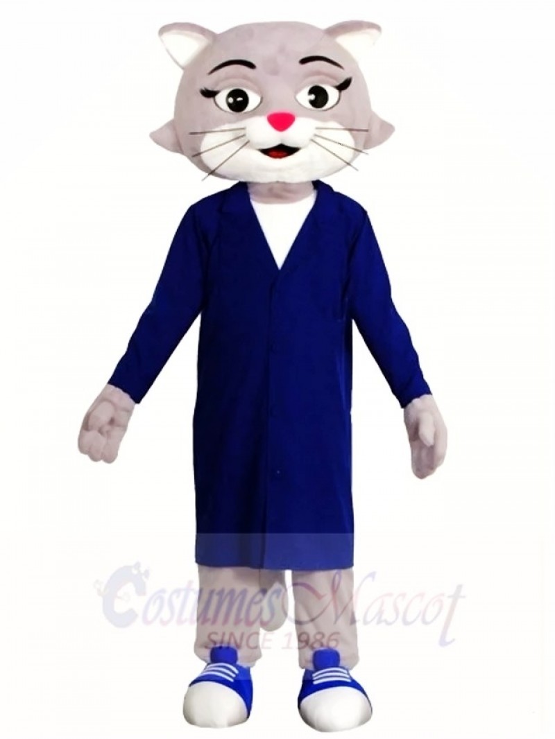 Gray Doctor Cat Mascot Costumes Animal  