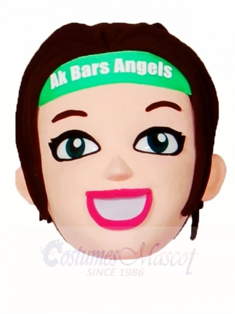 Brown Hair Cheerleader Girl HEAD ONLY Mascot Costumes People