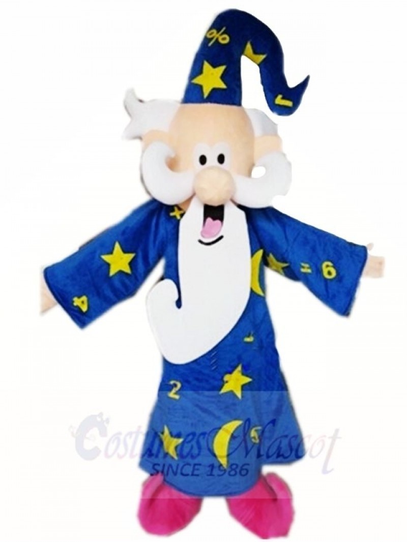 Blue Coat Wizard Magician Mascot Costumes Cartoon 