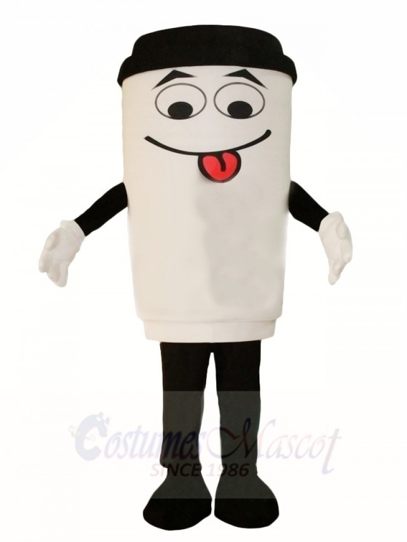 White Coffee Cup Bottle Mascot Costumes Drink