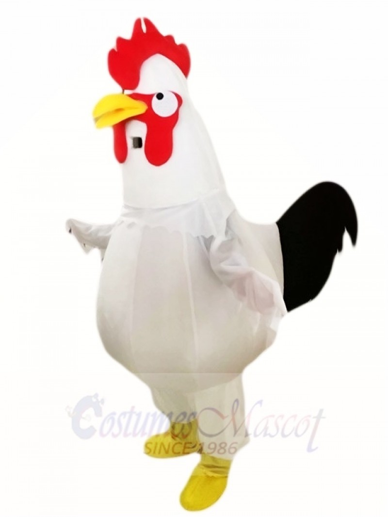 White Chicken Cock Rooster Mascot Costumes Poultry Animal 
