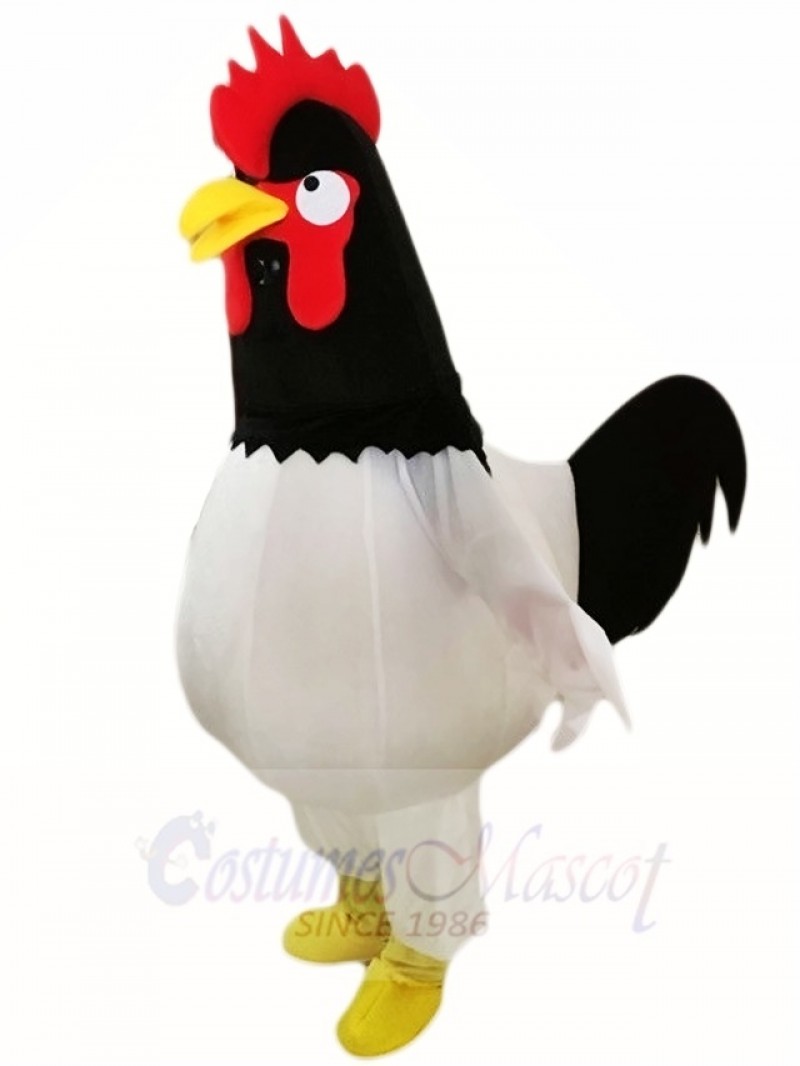 Black Head White Chicken Cock Rooster Mascot Costumes Poultry Animal 