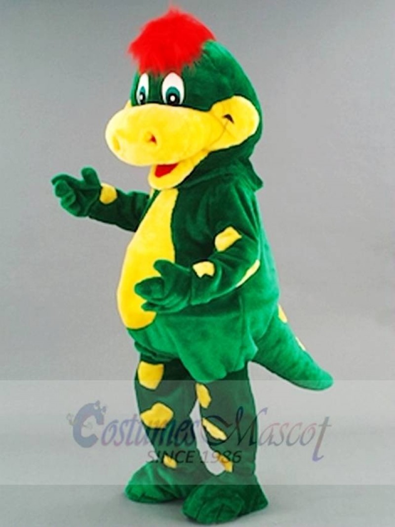 Green Dinosaur with Yellow Belly Mascot Costumes