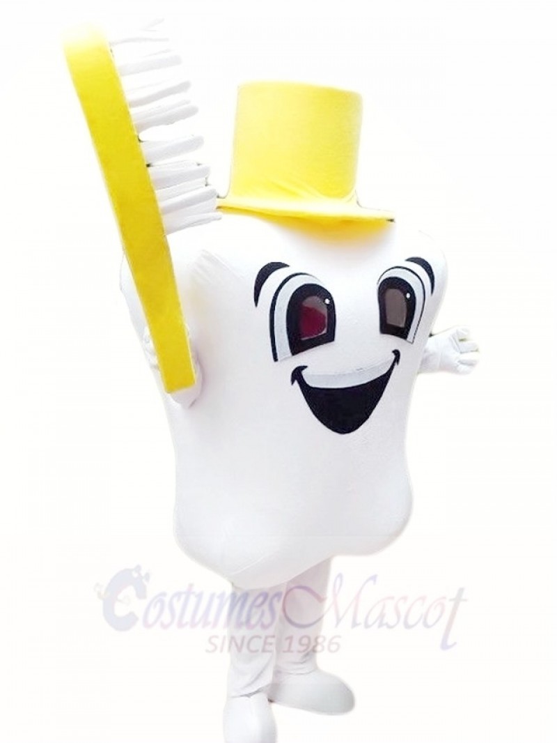 Yellow Hat Tooth with Toothbrush for Dentist Clinic Mascot Costumes 