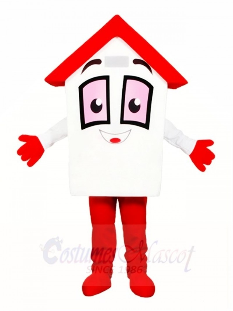 Red Roof House Home Mascot Costumes For Real Estate Agency Promotion