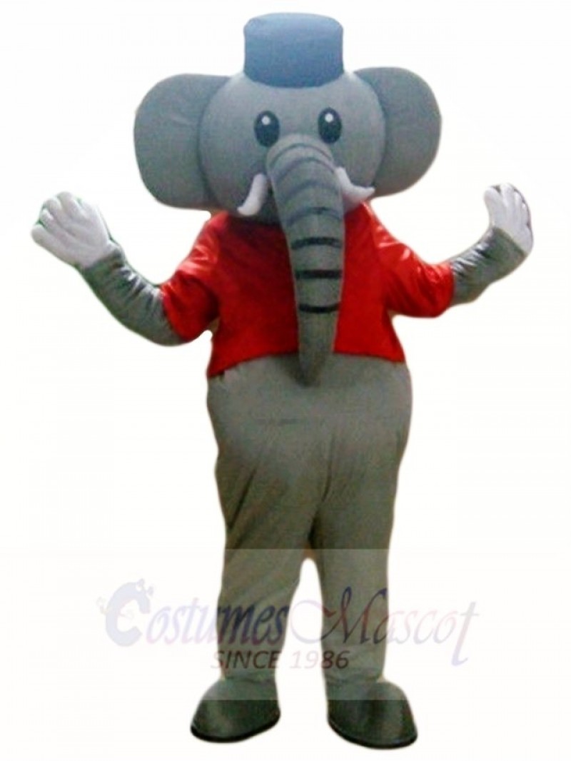 Grey Elephant in Red Vest Mascot Costumes Animal