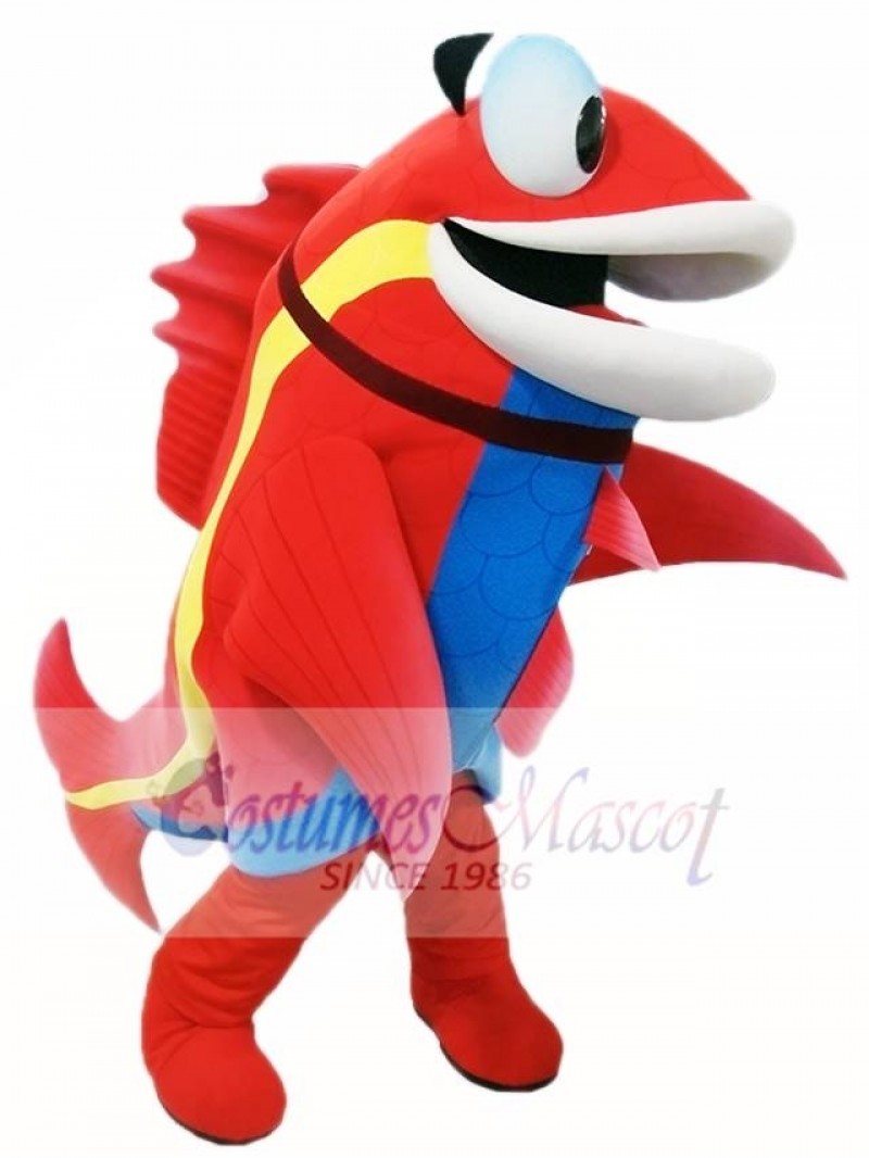 Red Fish with Blue Belly Mascot Costumes Fish