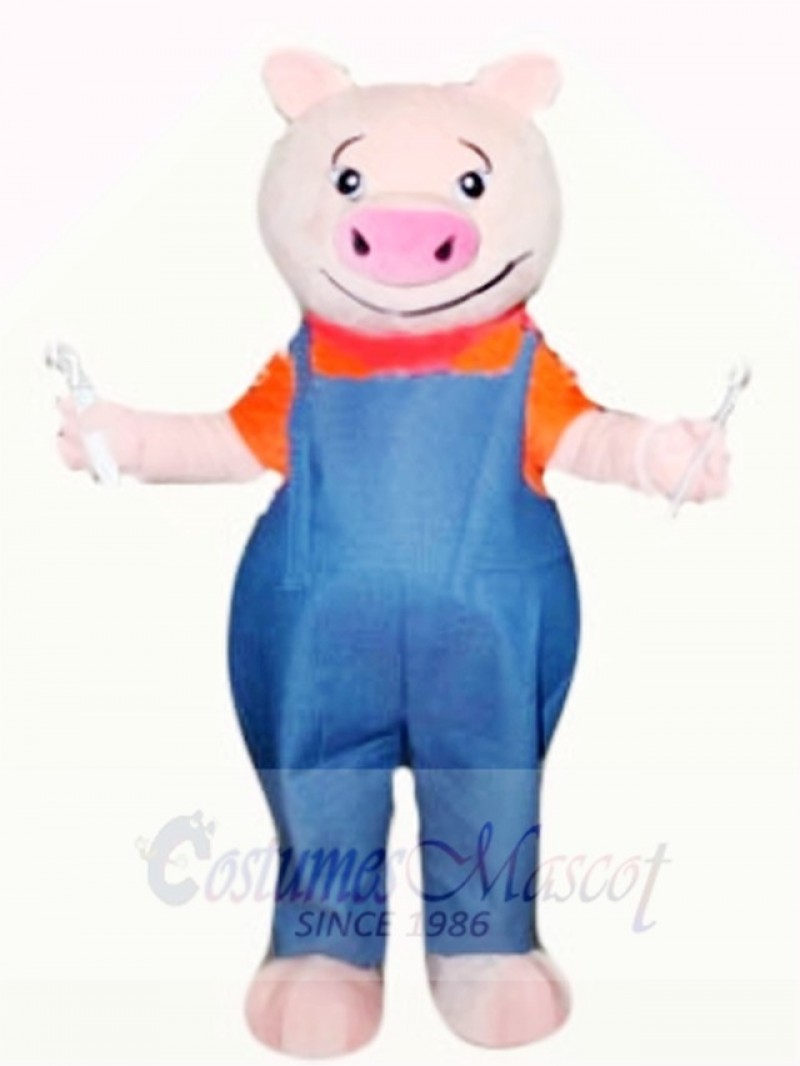 Funny Pig with Blue Overalls