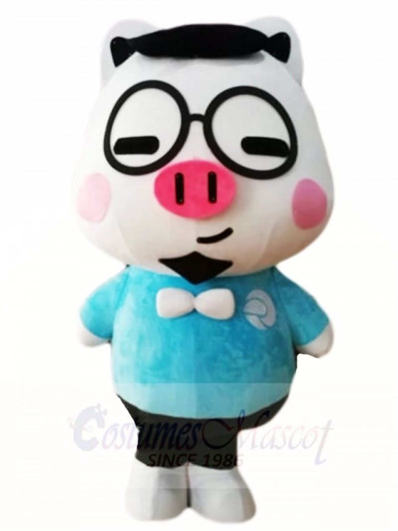 Pig with Glasses Mascot Costumes Cartoon