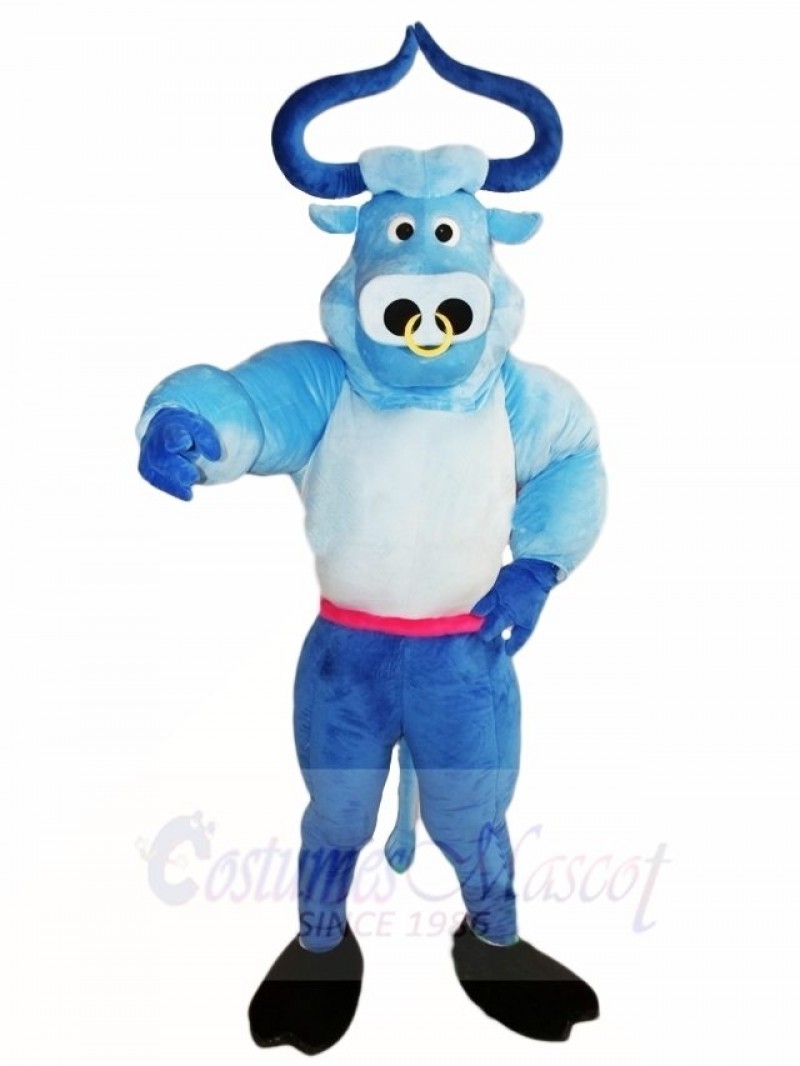 Blue Muscle Bull Ox Mascot Costumes Animal