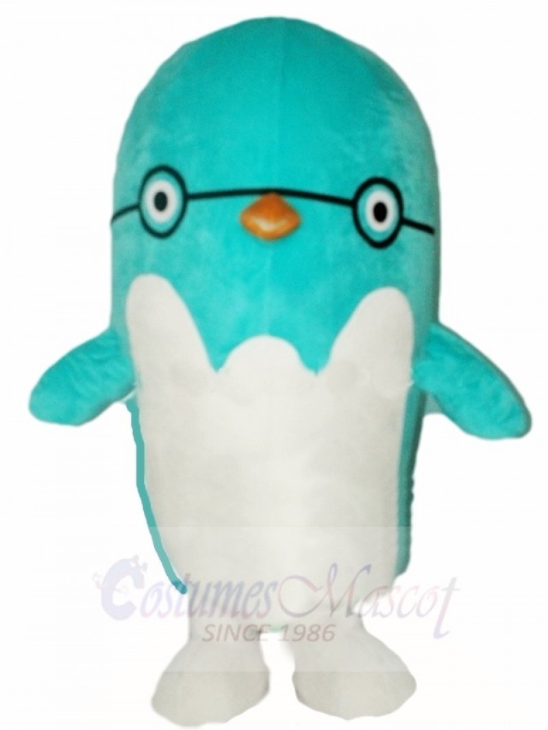 Blue Bird Penguin with Glasses Mascot Costumes Animal