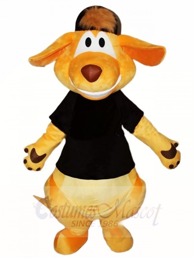 Black Shirt and Hat Kangaroo Mascot Costumes Animal 