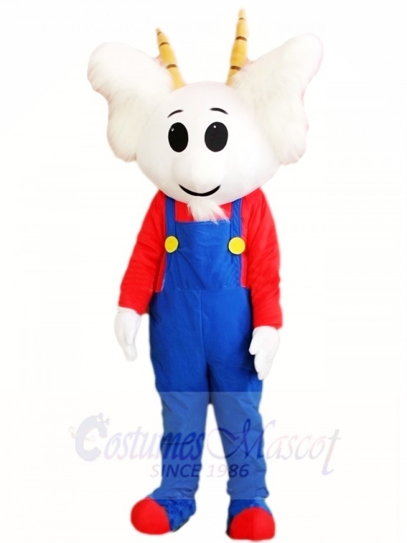 Blue Overall Goat Mascot Costumes Animal 