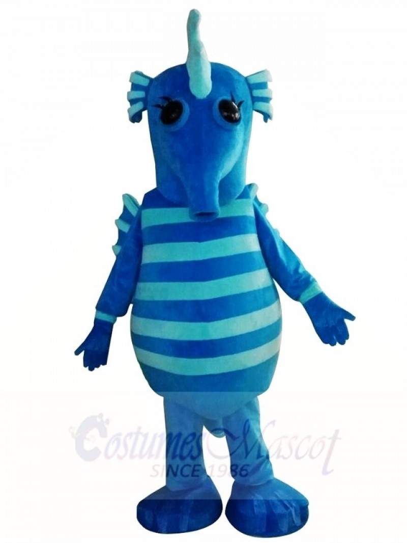 Cute Blue Hippocampus Seahorse Mascot Costumes Animal 