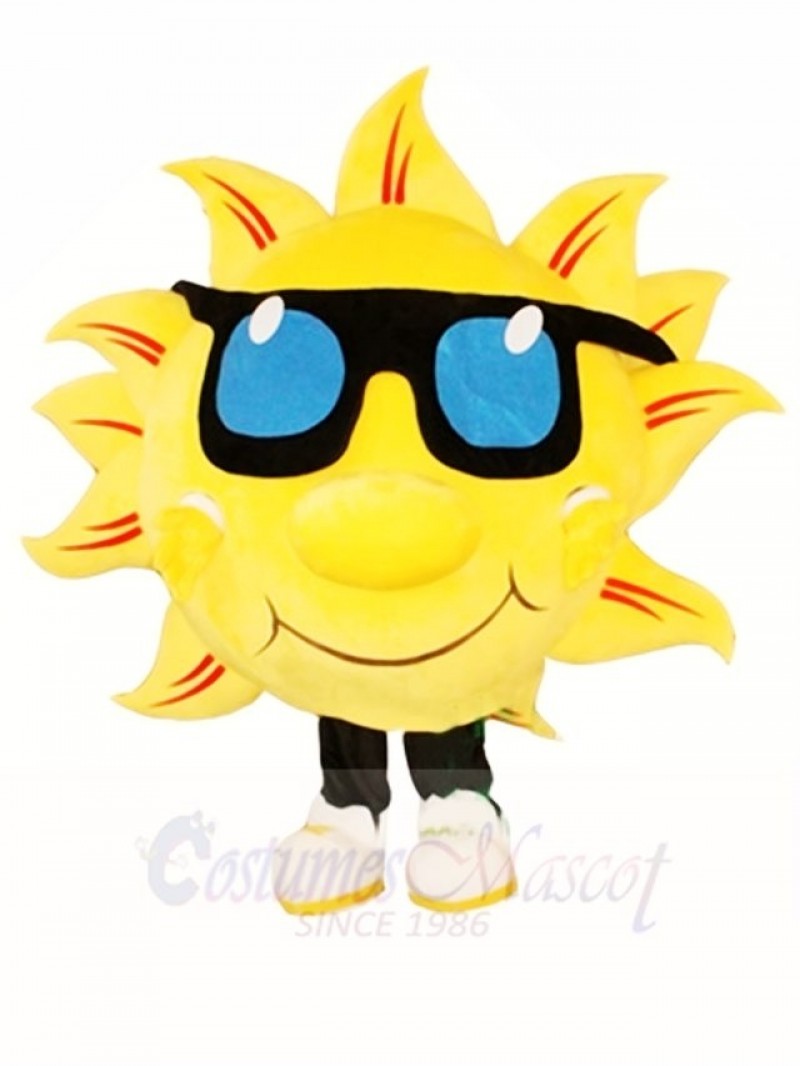 Yellow Sunshine with Sunglasses Mascot Costumes 