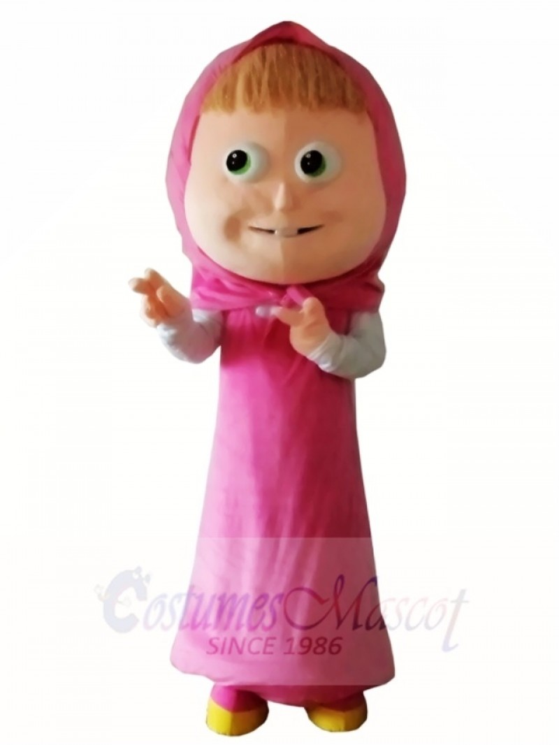 Pink Hood Dress Girl Mascot Costumes