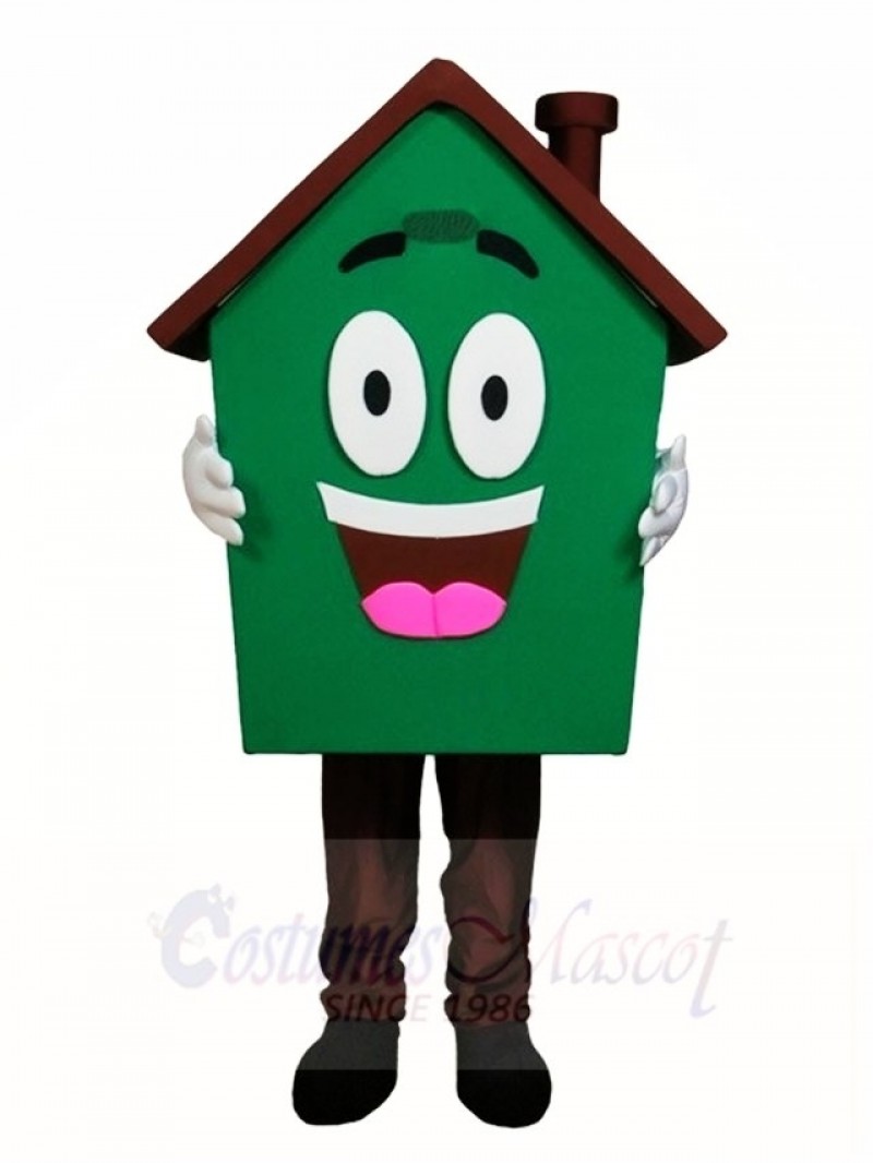 Green House Home Mascot Costumes For Real Estate Agency Promotion 