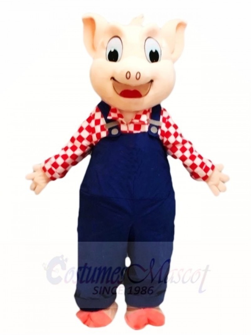 Blue Overalls Pig Mascot Costumes Animal 