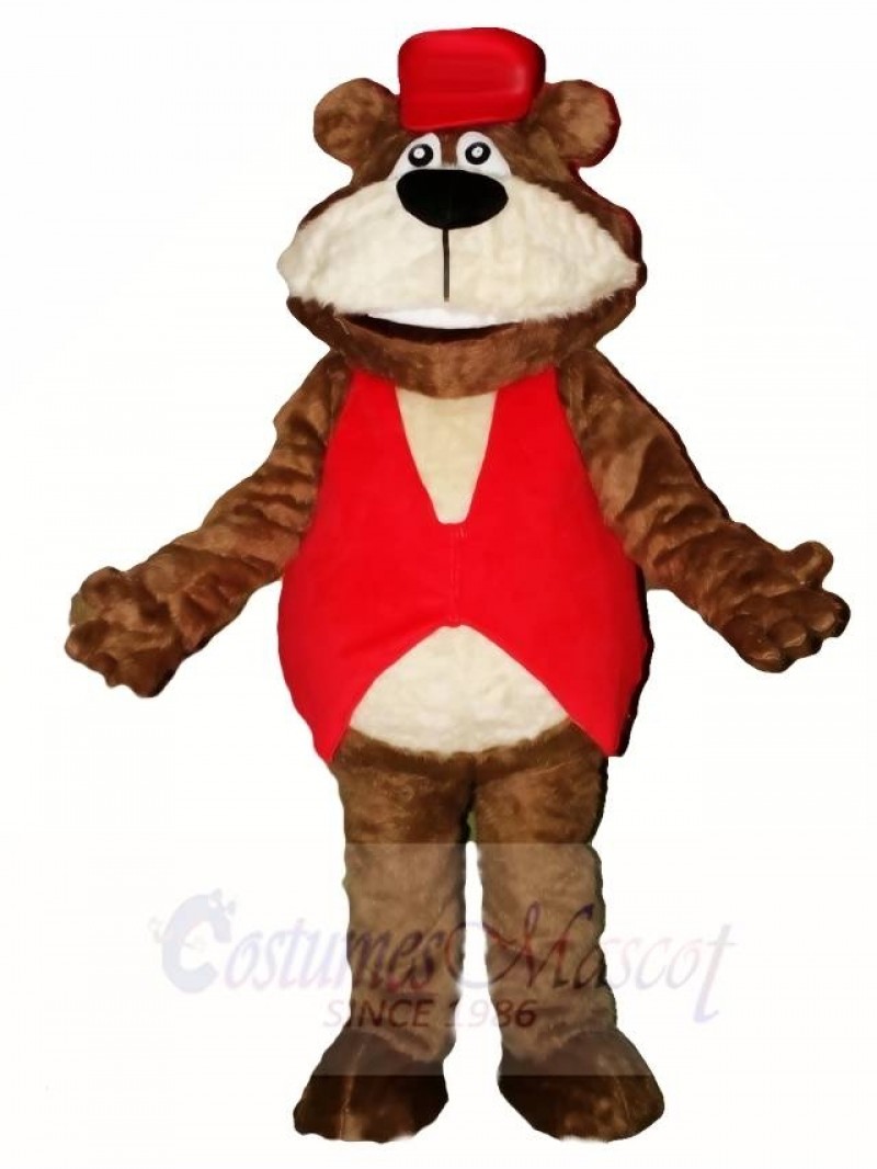 Brown Bear in Red Hat Mascot Costumes Animal
