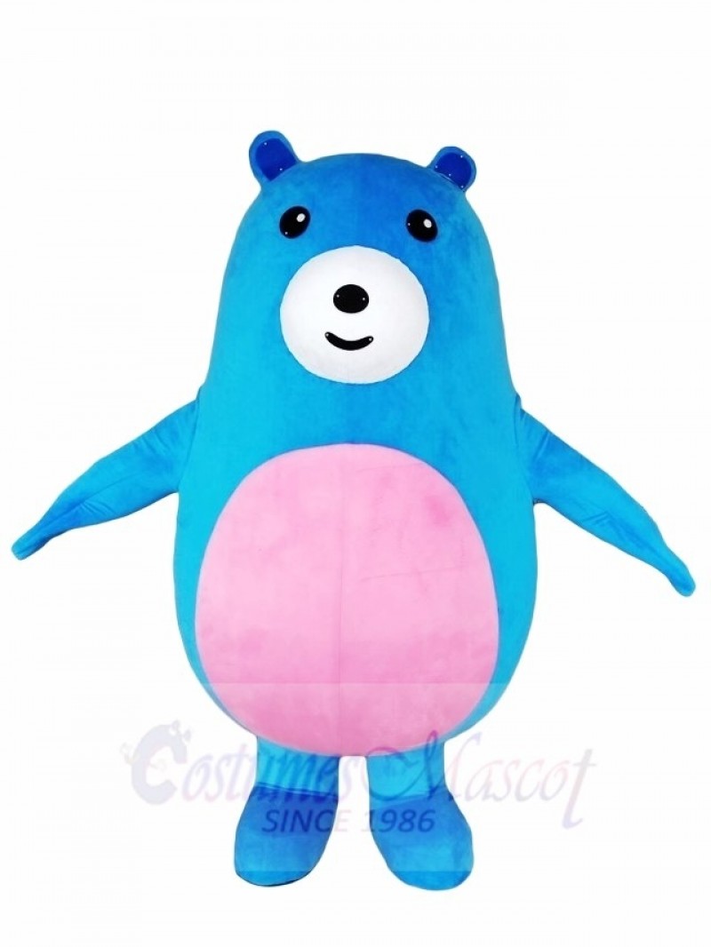 Pink Belly Blue Bear Mascot Costumes Animal