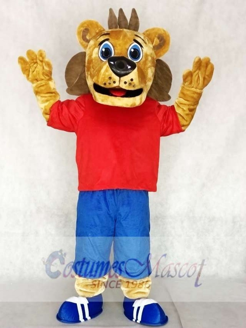 Red Sports Coaching Lion Mascot Costumes Animal