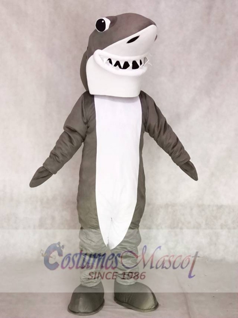 Gray and White Shark Mascot Costumes Ocean