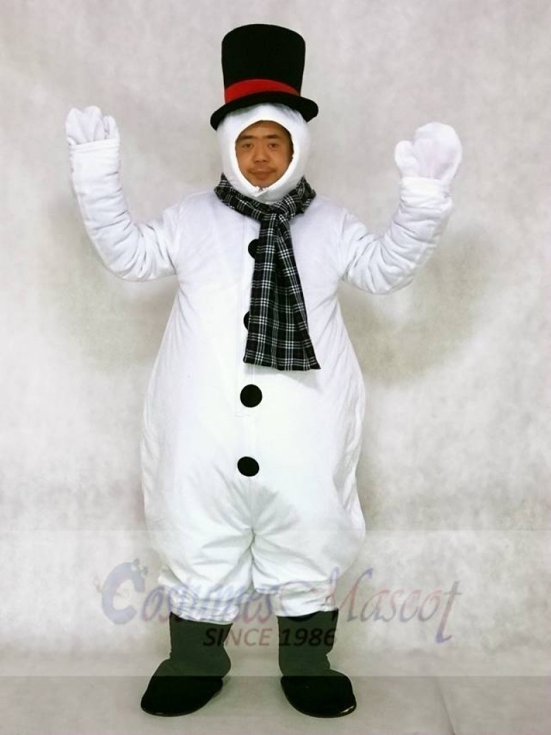 Snowman with Hood Hat and Scarf Mascot Costumes Christmas Xmas 