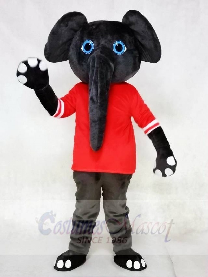 Gray Elephant in Red Shirt Mascot Costumes Animal 