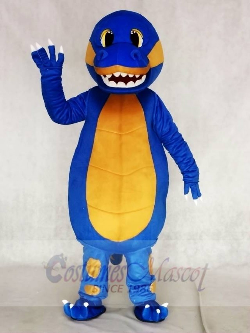 Blue Dinosaur with Yellow Belly Mascot Costumes Animal 