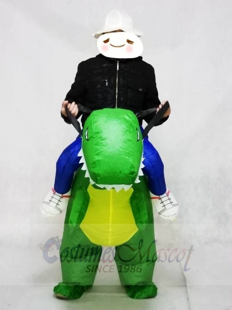 T-rex Carry me Ride On Green Dinosaur Inflatable Halloween Christmas Costumes for Adults