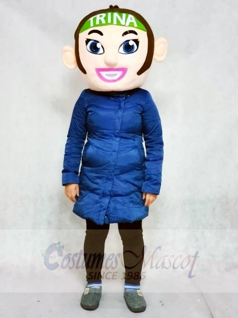 ONLY HEAD of the Brown Hair Cheerleader Girl Mascot Costumes People 
